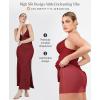 imagePopilush Lace Cocktail Dresses for Women  Deep V Neck Shapewear Satin high Slit Bodycon Maxi Dress  Party Date NightRed