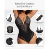 imagePopilush Lace Shapewear Bodysuit Tummy Control Corset Tops V Neck Sleeveless Backless Body Suit ThongsBlack