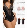 imagePopilush Lace Shapewear Bodysuit Tummy Control Corset Tops V Neck Sleeveless Backless Body Suit ThongsBlack