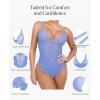 imagePopilush Lace Shapewear Bodysuit Tummy Control Corset Tops V Neck Sleeveless Backless Body Suit ThongsBlue