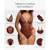 imagePopilush Lace Shapewear Bodysuit Tummy Control Corset Tops V Neck Sleeveless Backless Body Suit ThongsDark Brown