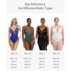 imagePopilush Lace Shapewear Bodysuit Tummy Control Corset Tops V Neck Sleeveless Backless Body Suit ThongsDark Brown