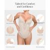 imagePopilush Lace Shapewear Bodysuit Tummy Control Corset Tops V Neck Sleeveless Backless Body Suit ThongsLight Skin