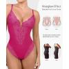 imagePopilush Lace Shapewear Bodysuit Tummy Control Corset Tops V Neck Sleeveless Backless Body Suit ThongsPink