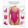 imagePopilush Lace Shapewear Bodysuit Tummy Control Corset Tops V Neck Sleeveless Backless Body Suit ThongsPink