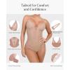 imagePopilush Lace Shapewear Bodysuit Tummy Control Corset Tops V Neck Sleeveless Backless Body Suit ThongsPink Skin
