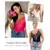 imagePopilush Lace Shapewear Bodysuit Tummy Control Corset Tops V Neck Sleeveless Backless Body Suit ThongsPink Skin
