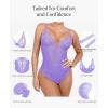imagePopilush Lace Shapewear Bodysuit Tummy Control Corset Tops V Neck Sleeveless Backless Body Suit ThongsPurple
