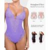 imagePopilush Lace Shapewear Bodysuit Tummy Control Corset Tops V Neck Sleeveless Backless Body Suit ThongsPurple