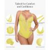 imagePopilush Lace Shapewear Bodysuit Tummy Control Corset Tops V Neck Sleeveless Backless Body Suit ThongsYellow