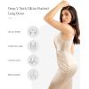 imagePopilush Shapewear Dress Ruched Bodycon  Deep V Neck Maxi Formal Dresses Built in Shapewear Sleeveless Long DressChampagne