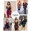 imagePopilush Shapewear Faux Leather Skirts with Built in Shapewear Tummy Control High Waist Midi Skirt with Shaper for WomenPurple