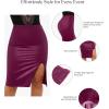 imagePopilush Shapewear Faux Leather Skirts with Built in Shapewear Tummy Control High Waist Midi Skirt with Shaper for WomenPurple