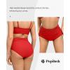 imagePopilush Shapewear Swimwear Bottoms  Waisted Bikini Bottom Tummy Control Ruched Swim Bottom Brief Swim ShortRed