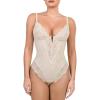 imagePopilush Lace Shapewear Bodysuit Tummy Control Corset Tops V Neck Sleeveless Backless Body Suit ThongsLight Skin