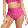 imagePopilush Shapewear Swimwear Bottoms  Waisted Bikini Bottom Tummy Control Ruched Swim Bottom Brief Swim ShortPink