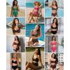imagePopilush Bikini Tops for Women  Underwire Swimsuits Push Up Shapewear Ruched Bikinis Swimsuit Tops 2025 Bathing SuitMulticoloured