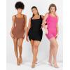 imagePopilush Cocktail Dresses for Women Built in Shapewear Bra 8 in 1 Square Neck Mini Slit Bodycon Summer DressBrown