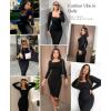 imagePopilush Long Sleeve Midi Dress Bodycon Party Dress Shapewear Tummy Control Cocktail Dresses Builtin BraBlack Midi Dress