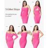 imagePopilush Long Sleeve Midi Dress Bodycon Party Dress Shapewear Tummy Control Cocktail Dresses Builtin BraPink Midi Dress