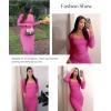 imagePopilush Long Sleeve Midi Dress Bodycon Party Dress Shapewear Tummy Control Cocktail Dresses Builtin BraPink Midi Dress
