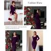 imagePopilush Long Sleeve Midi Dress Bodycon Party Dress Shapewear Tummy Control Cocktail Dresses Builtin BraPurple Midi Dress