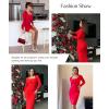 imagePopilush Long Sleeve Midi Dress Bodycon Party Dress Shapewear Tummy Control Cocktail Dresses Builtin BraRed Midi Dress
