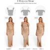 imagePopilush Shapewear Dress Womens Multi Way Wear Dresses Off The Shoulder Maxi Dress Bodycon Long Cocktail DressesChampagne