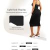 imagePopilush Spaghetti Strap Dresses for Women  Bodycon Slip Midi Dress with Built in Bra Square Neck Slip Date Night OutfitBlack