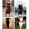 imagePopilush Spaghetti Strap Dresses for Women  Bodycon Slip Midi Dress with Built in Bra Square Neck Slip Date Night OutfitBrown