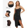 imagePopilush Sparkly Cocktail Dresses for Women Tummy Control Formal Shapewear Dress Square Neck Ruched Midi Dress Side SlitBlack