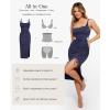 imagePopilush Sparkly Cocktail Dresses for Women Tummy Control Formal Shapewear Dress Square Neck Ruched Midi Dress Side SlitBlue