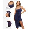 imagePopilush Sparkly Cocktail Dresses for Women Tummy Control Formal Shapewear Dress Square Neck Ruched Midi Dress Side SlitBlue