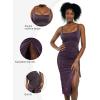 imagePopilush Sparkly Cocktail Dresses for Women Tummy Control Formal Shapewear Dress Square Neck Ruched Midi Dress Side SlitPurple