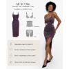 imagePopilush Sparkly Cocktail Dresses for Women Tummy Control Formal Shapewear Dress Square Neck Ruched Midi Dress Side SlitPurple
