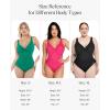 imagePopilush Tummy Control Swimsuits for Women  Ruched One Piece Shapewear Bathing Suit Twist Front SwimwearGreen