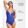 imagePopilush Tummy Control Swimsuits for Women Deep V Neck One Piece Shapewear Swimsuit Slimming Swimwear Built in BraBlue