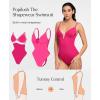 imagePopilush Tummy Control Swimsuits for Women Deep V Neck One Piece Shapewear Swimsuit Slimming Swimwear Built in BraHot Pink