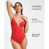 imagePopilush Tummy Control Swimsuits for Women Deep V Neck One Piece Shapewear Swimsuit Slimming Swimwear Built in BraRed
