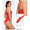 imagePopilush Tummy Control Swimsuits for Women Deep V Neck One Piece Shapewear Swimsuit Slimming Swimwear Built in BraRed