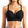 imagePopilush Bras for Women No Underwire Supportive Push Up Bralettes Wireless Full Coverage Plus Size TShirt BraBlack