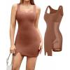 imagePopilush Cocktail Dresses for Women Built in Shapewear Bra 8 in 1 Square Neck Mini Slit Bodycon Summer DressBrown