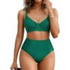 imagePopilush High Waisted Bikini Sets for Women Tummy Control Shapewear Swimsuit Ruched Push Up Two Piece Bathing SuitGreen