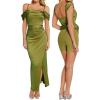 imagePopilush Shapewear Dress Womens Multi Way Wear Dresses Off The Shoulder Maxi Dress Bodycon Long Cocktail DressesGreen