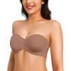 imagePopilush Strapless Bandeau Bras for Women Support Bralettes Minimizer Bra Unlined Underwire Everyday Bras Tube TopBrown