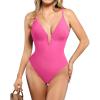 imagePopilush Tummy Control Swimsuits for Women Deep V Neck One Piece Shapewear Swimsuit Slimming Swimwear Built in BraPink