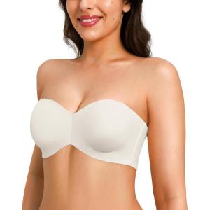 imagePopilush Strapless Bandeau Bras for Women Support Bralettes Minimizer Bra Unlined Underwire Everyday Bras Tube TopWhite Zebra