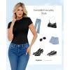 imagePopilush Bodysuits for Women Short Sleeve Round Neck Casual Basic T Shirt Thong Bodysuit TopsBlack