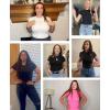 imagePopilush Bodysuits for Women Short Sleeve Round Neck Casual Basic T Shirt Thong Bodysuit TopsHot Red