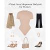 imagePopilush Bodysuits for Women Short Sleeve Round Neck Casual Basic T Shirt Thong Bodysuit TopsLight Carmine Pink